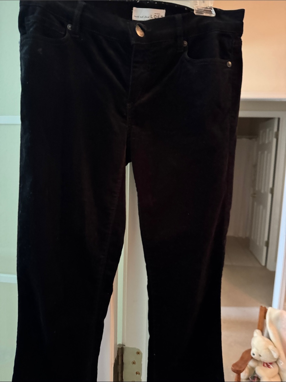 LOFT Black Straight-Leg Velvet Jeans